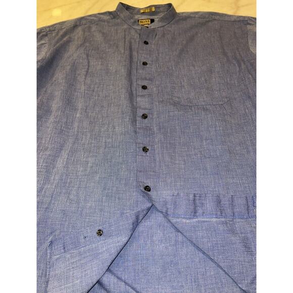 Mosa for Oaktree Mens XL Blue Button Down Low Collar Shirt Cotton - Picture 5 of 14
